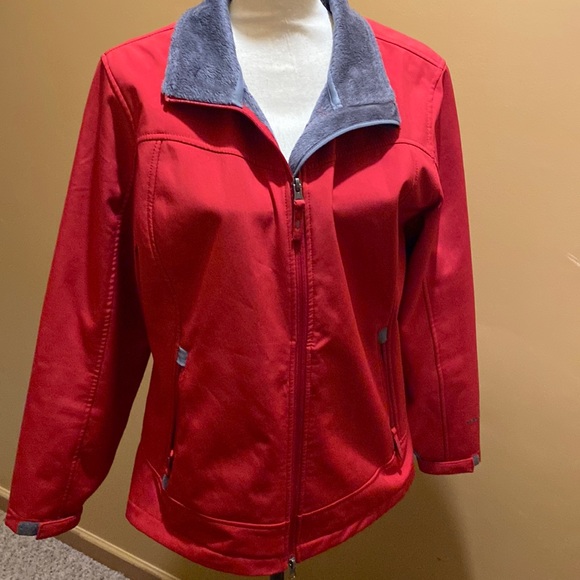 Free Country faux fur lined red full zipper fall jacket coat sz L - Picture 1 of 10